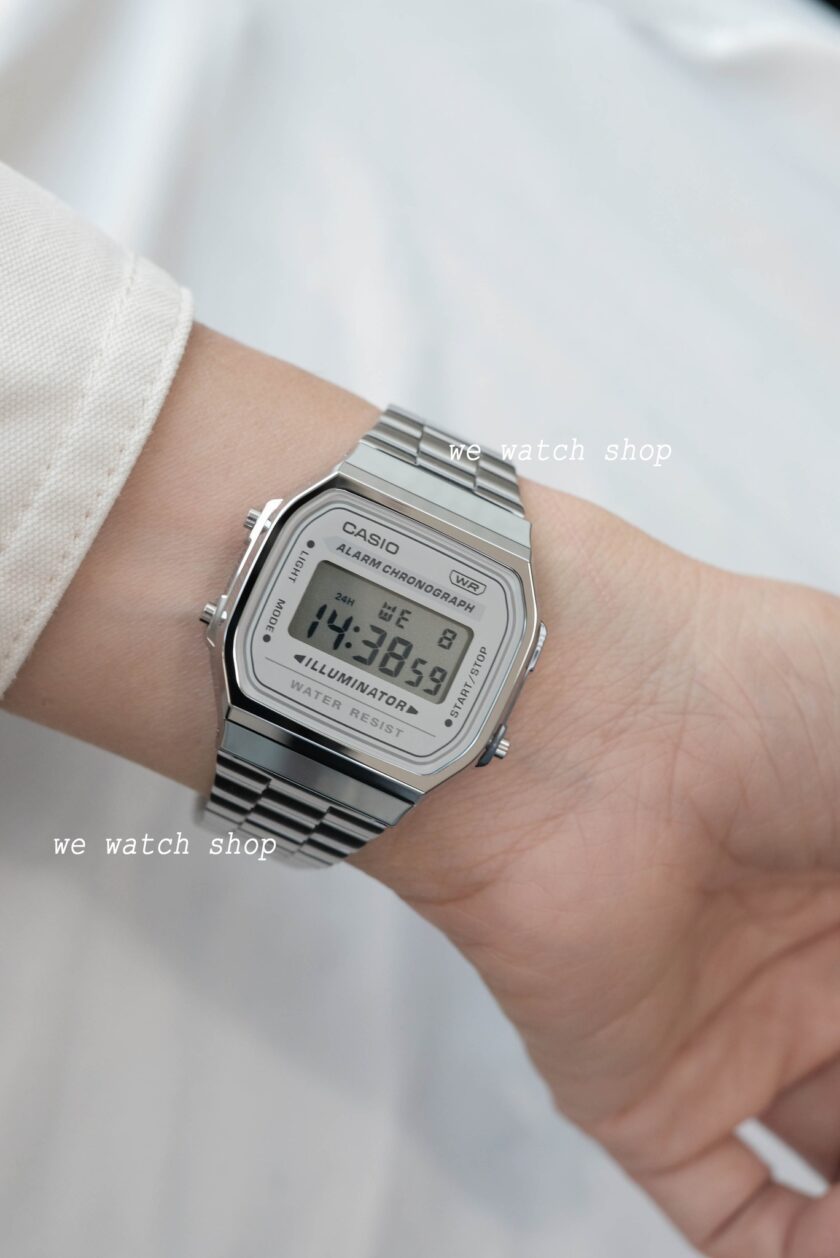 montre classique homme casio a168wa 8aydf bracelet acier inoxydable, affichage digital, Étanche, style vintage argent référence a168wa 8aydf