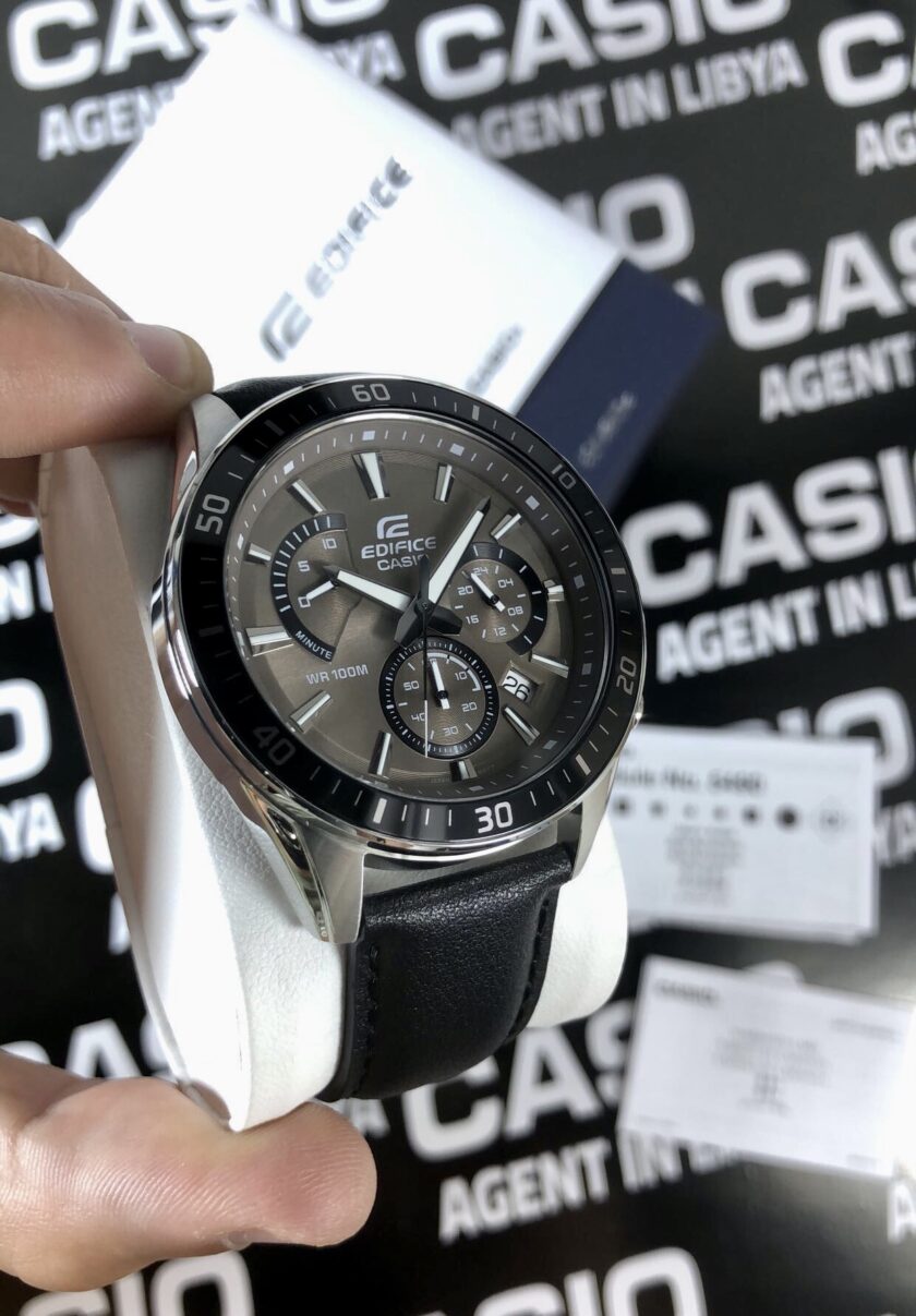 casio edifice chronographe bracelet en cuir chronographe, indicateur de date, verre minéral, résistant à l'eau montre homme efr 552l 5avudf noir