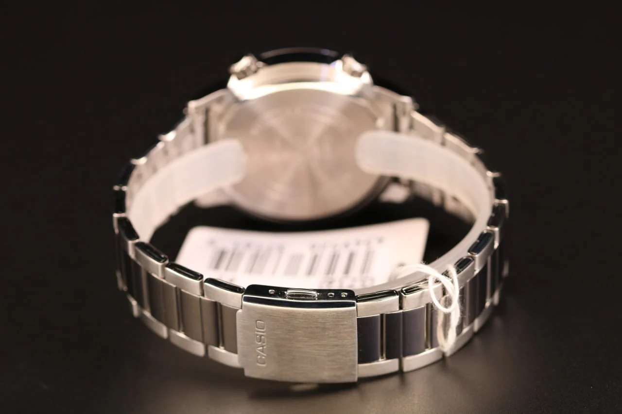 montre classique homme casio quartz, acier inoxydable, Étanche 100m, affichage jour/date, aiguilles lumineuses argenté mtd 130d 7avdf