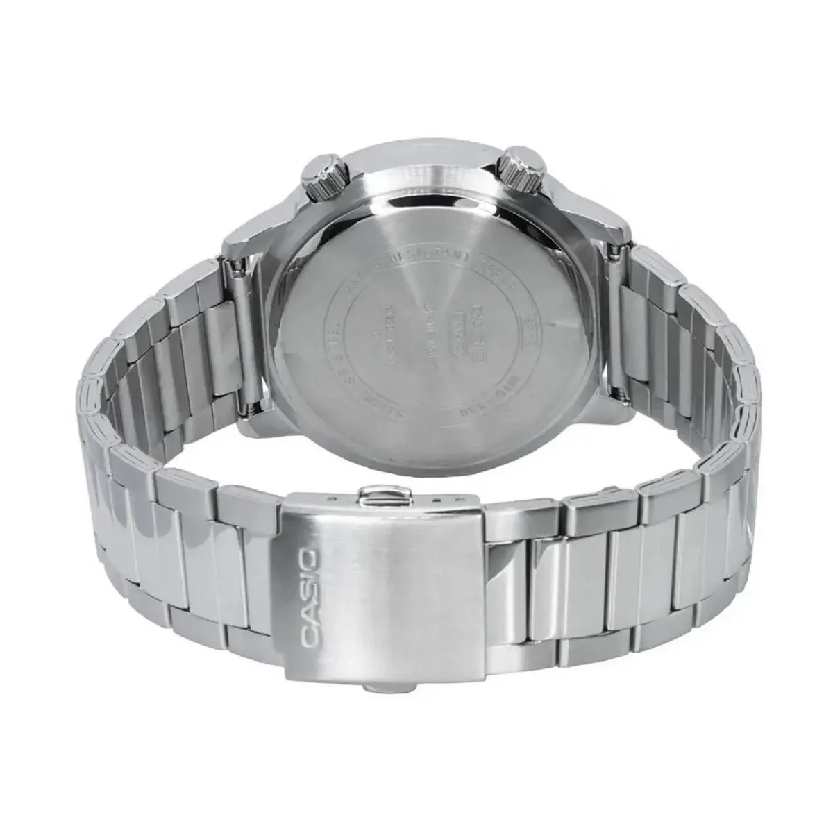 montre classique homme casio quartz, acier inoxydable, Étanche 100m, affichage jour/date, aiguilles lumineuses argenté mtd 130d 7avdf