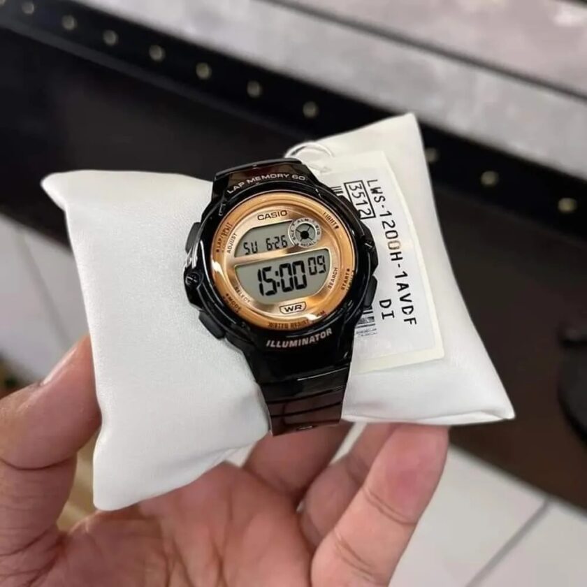 montre classique homme casio lws 1200h 1avdf quartz, Étanche, chronomètre, alarme résine noire