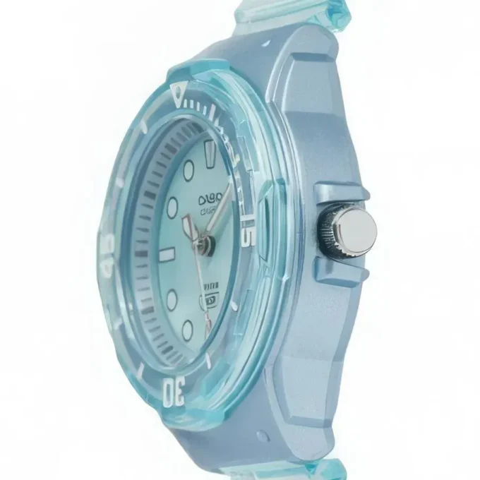 Montre Analogique Classique - Casio - Femme - Étanche 100m, Lunette Rotative, Bracelet Résine, Cadran Bleu Turquoise - Référence LRW-200HS-2EVDF
