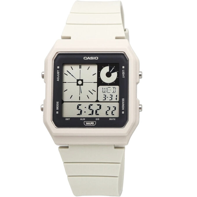 montre classique casio lf 20w 8adf design Élégant, bracelet résistant, mouvement précis blanc