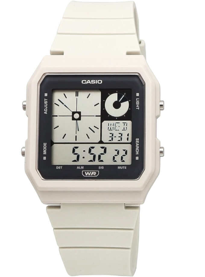 montre classique casio lf 20w 8adf design Élégant, bracelet résistant, mouvement précis blanc