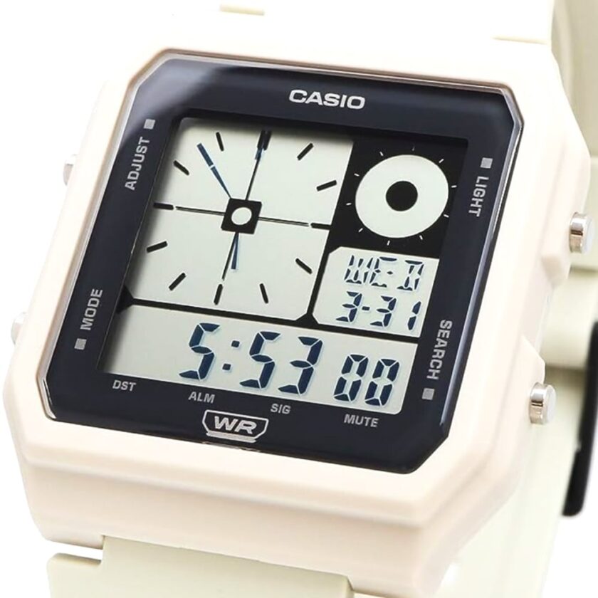montre classique casio lf 20w 8adf design Élégant, bracelet résistant, mouvement précis blanc