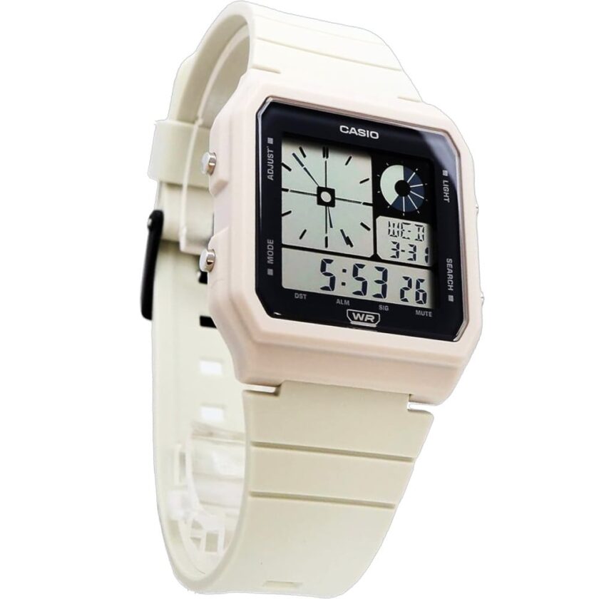 montre classique casio lf 20w 8adf design Élégant, bracelet résistant, mouvement précis blanc