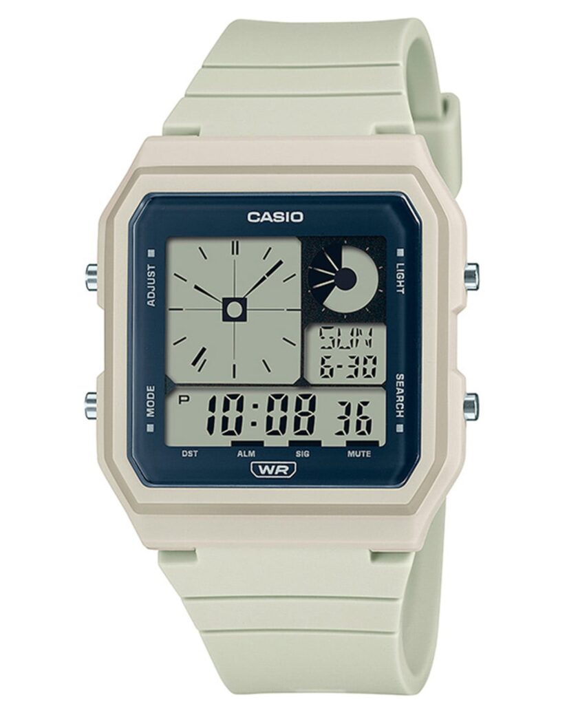montre classique casio lf 20w 8adf design Élégant, bracelet résistant, mouvement précis blanc