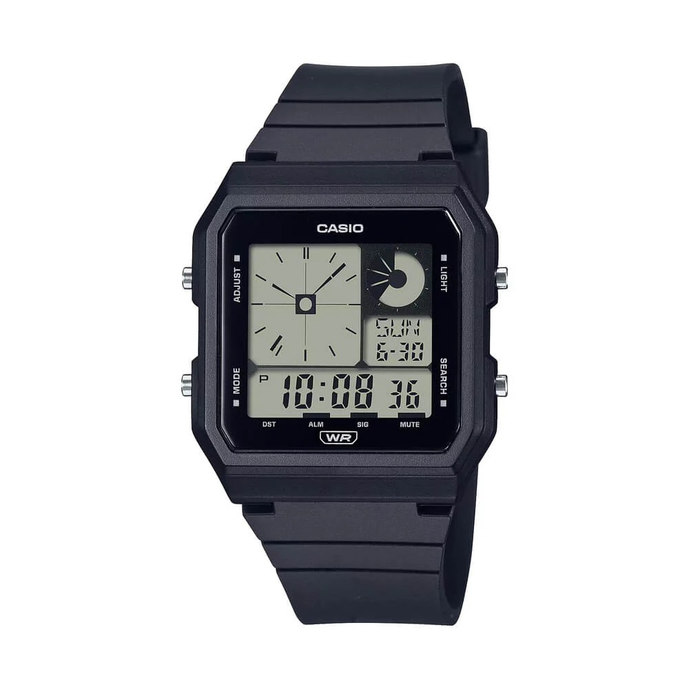 montre classique lf 20w 1adf homme design Élégant, résistante à leau, bracelet silicone argenté
