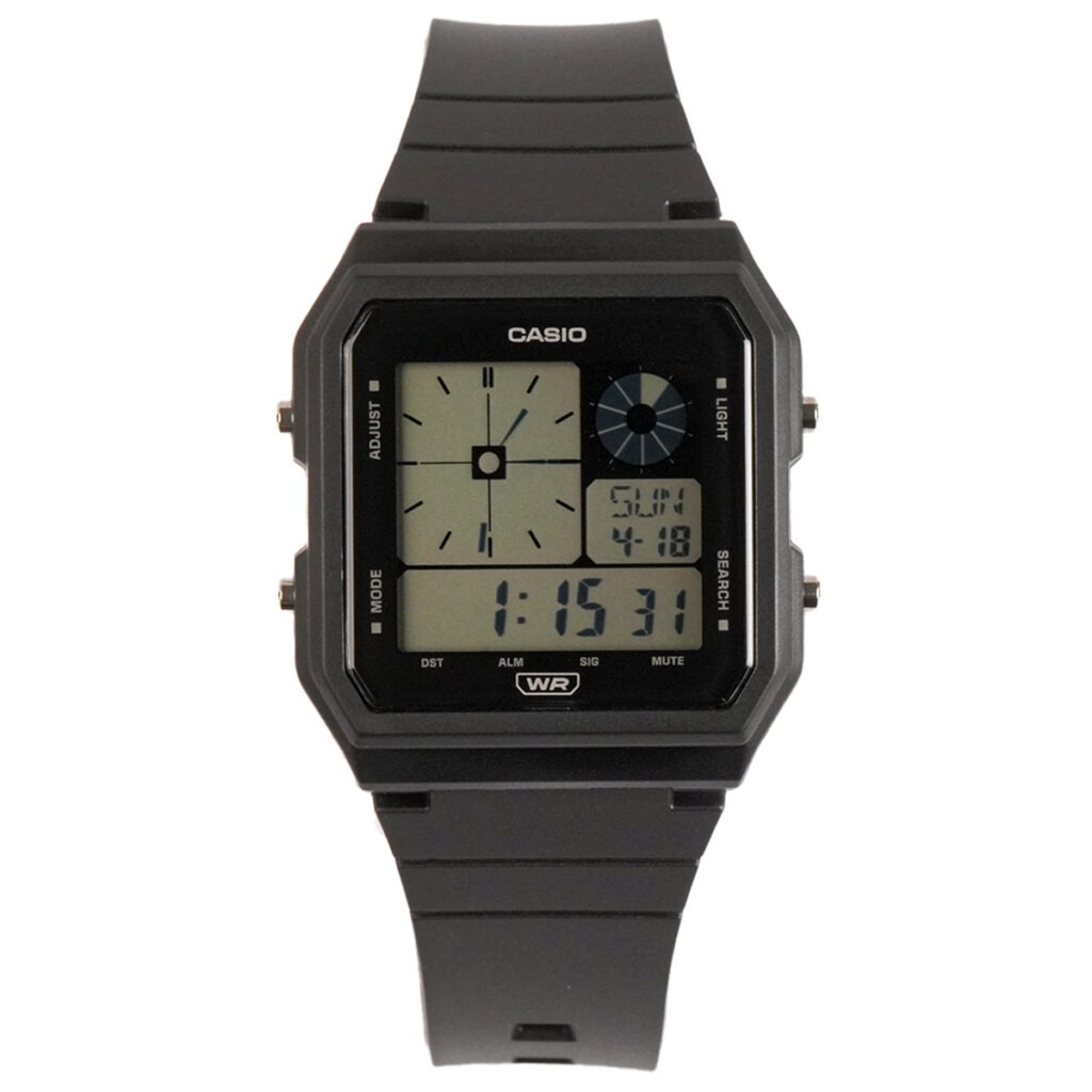 montre classique lf 20w 1adf homme design Élégant, résistante à leau, bracelet silicone argenté