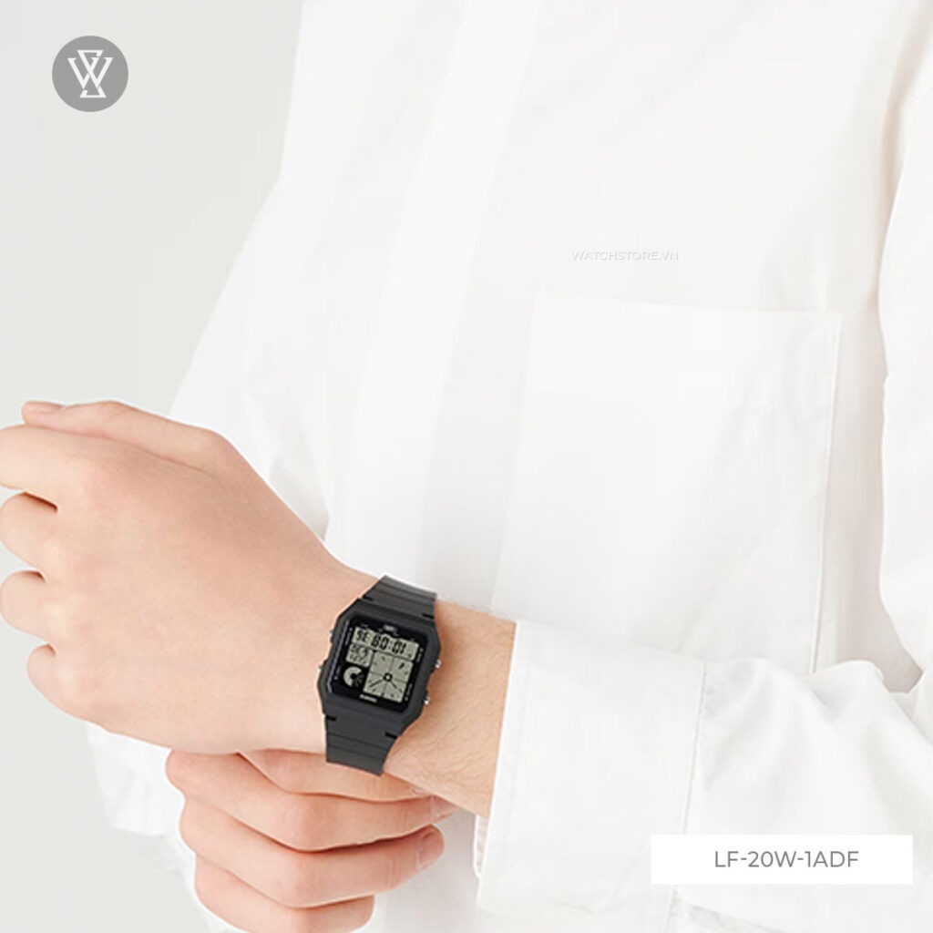 montre classique lf 20w 1adf homme design Élégant, résistante à leau, bracelet silicone argenté