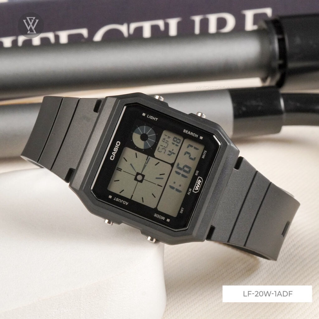 montre classique lf 20w 1adf homme design Élégant, résistante à leau, bracelet silicone argenté