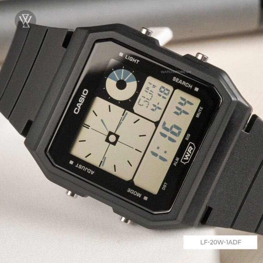 montre classique lf 20w 1adf homme design Élégant, résistante à leau, bracelet silicone argenté