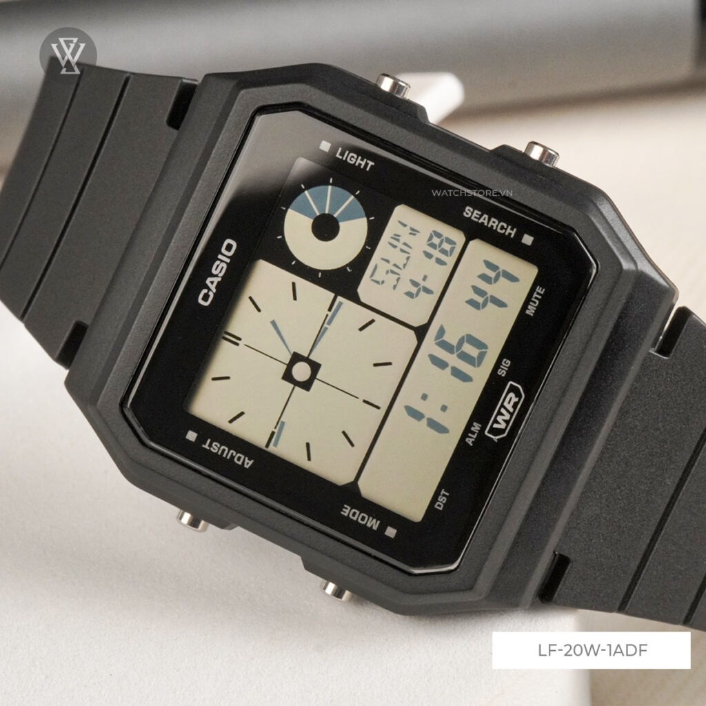 montre classique lf 20w 1adf homme design Élégant, résistante à leau, bracelet silicone argenté