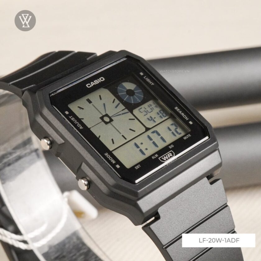 montre classique lf 20w 1adf homme design Élégant, résistante à leau, bracelet silicone argenté