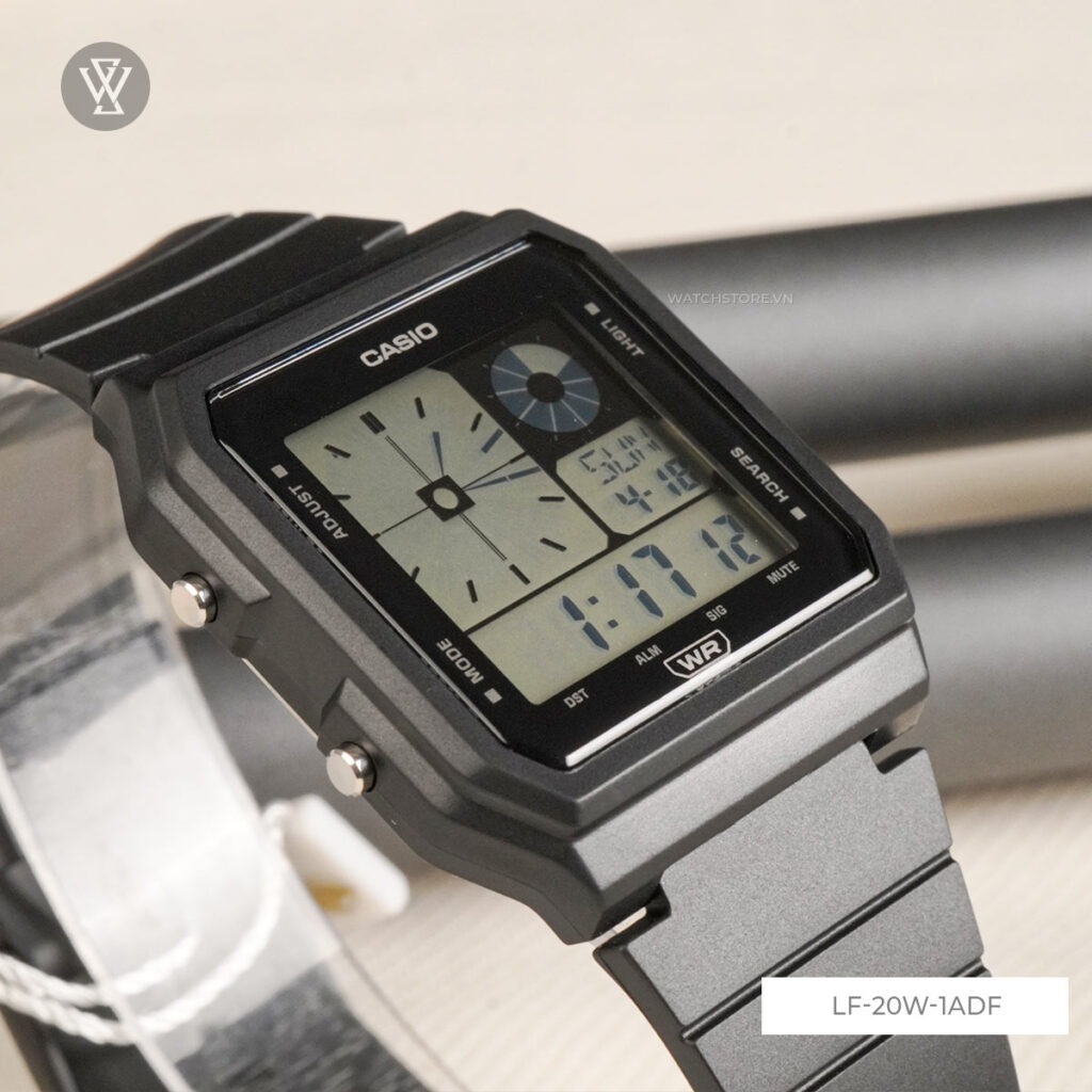 montre classique lf 20w 1adf homme design Élégant, résistante à leau, bracelet silicone argenté