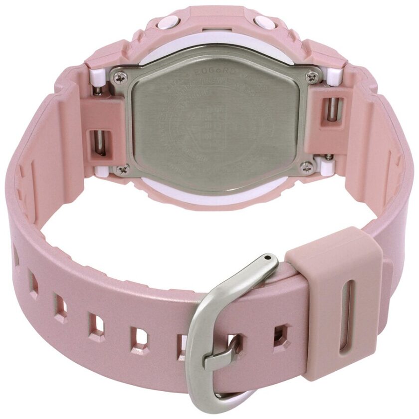 montre classique casio g shock femme résistante aux chocs, Étanche 200m, double led, design rose nacré résine biosourcée gma p2100st 4adr