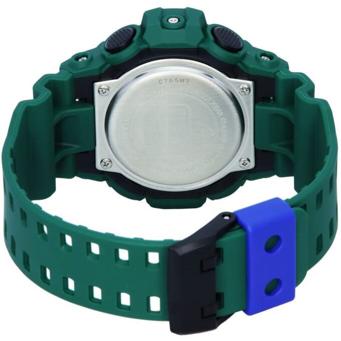 Montre Sport Homme - Casio G-Shock - Analogique et Digitale - Résistante aux Chocs, Étanche 200m, Chronomètre, Rétroéclairage - Résine - Vert - GA-700SC-3ADR