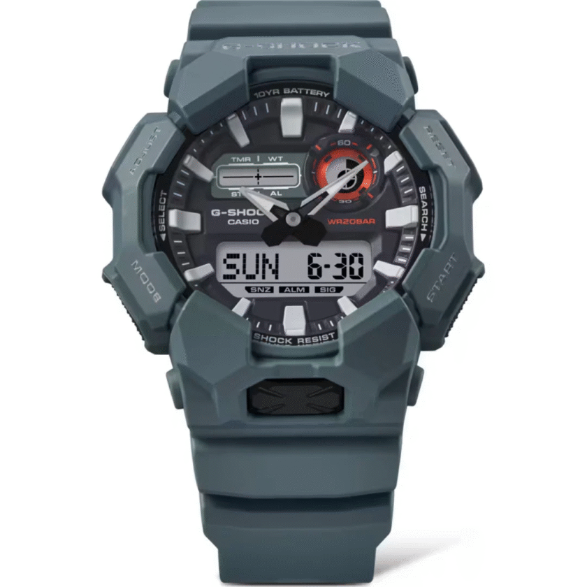 montre analogique digitale g shock homme résistante aux chocs, Étanche 200m, batterie 10 ans, Éco responsable résine bio bleu ga 010 2adr