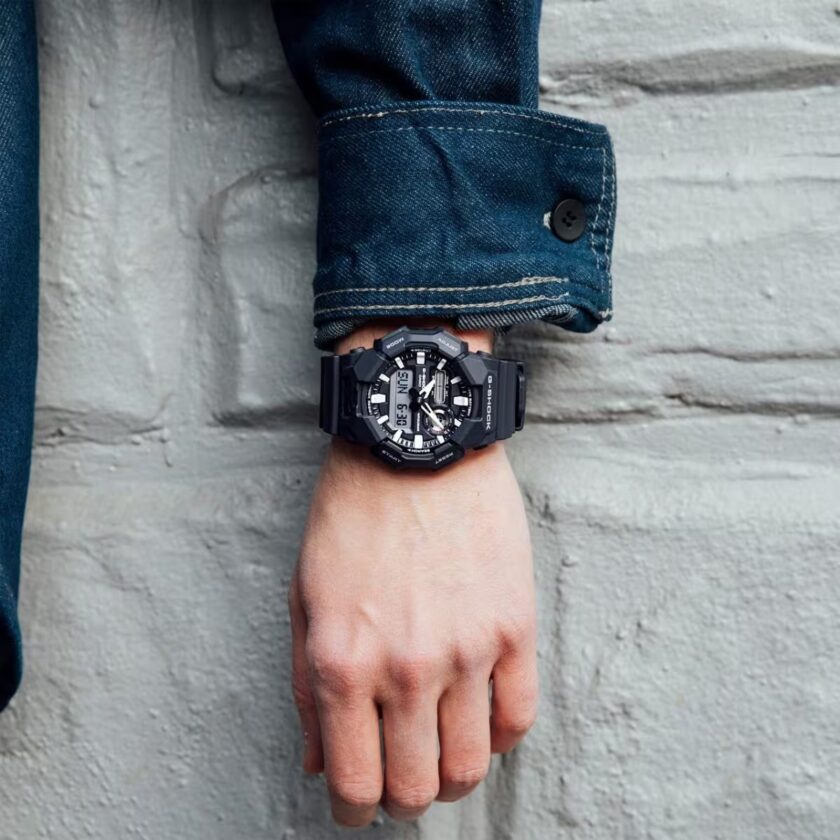 montre analogique digitale g shock homme résistante aux chocs, Étanche 200m, batterie 10 ans, led haute luminosité bio résine noir référence ga 010 1adr