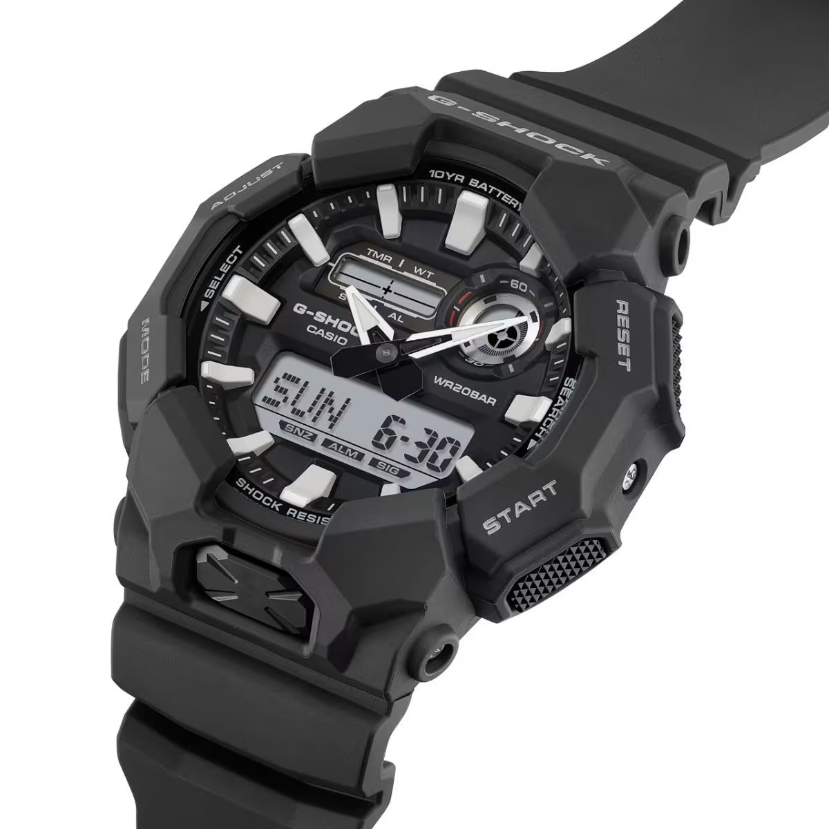 montre analogique digitale g shock homme résistante aux chocs, Étanche 200m, batterie 10 ans, led haute luminosité bio résine noir référence ga 010 1adr