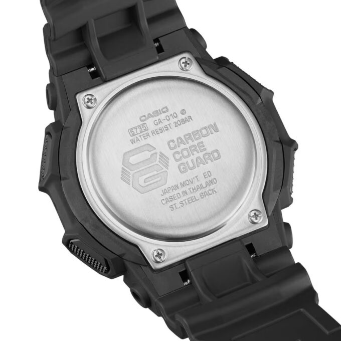 Montre Analogique-Digitale - G-SHOCK - Homme - Résistante aux Chocs, Étanche 200m, Batterie 10 Ans, LED Haute Luminosité - Bio-résine - Noir - Référence GA-010-1ADR