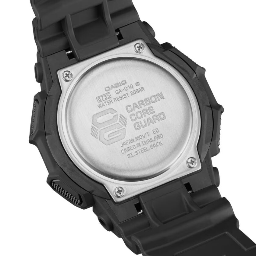 montre analogique digitale g shock homme résistante aux chocs, Étanche 200m, batterie 10 ans, led haute luminosité bio résine noir référence ga 010 1adr