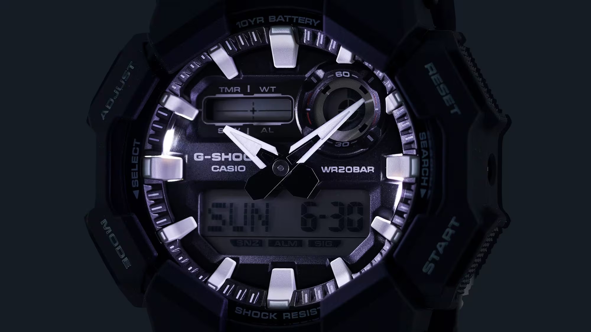 montre analogique digitale g shock homme résistante aux chocs, Étanche 200m, batterie 10 ans, led haute luminosité bio résine noir référence ga 010 1adr
