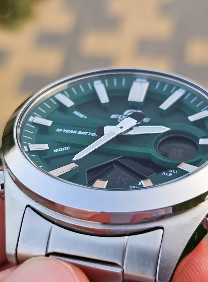 montre classique homme casio edifice efv c120d 3adf acier inoxydable, bracelet métal, multifonction, Étanche, cadran vert