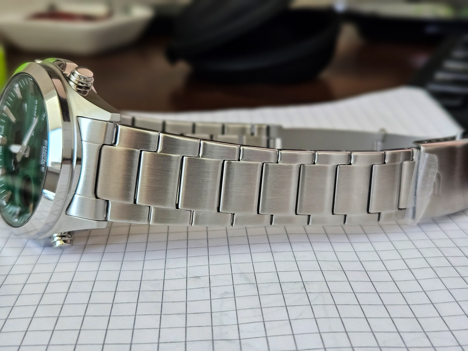montre classique homme casio edifice efv c120d 3adf acier inoxydable, bracelet métal, multifonction, Étanche, cadran vert