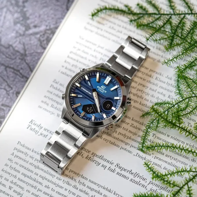 Montre Classique Homme - Casio Edifice - EFV-C120D-2ADF - Acier Inoxydable, Chronographe, Étanche 100m, Bracelet Métal - Bleu Argenté - Référence EFV-C120D-2ADF