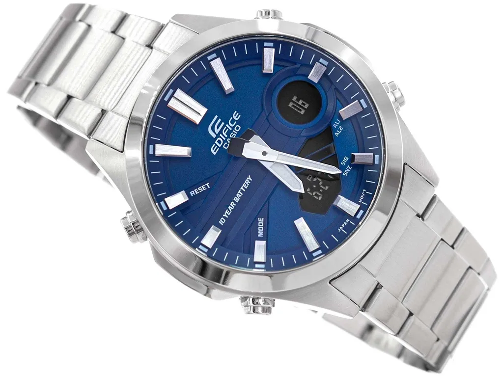 montre classique homme casio edifice efv c120d 2adf acier inoxydable, chronographe, Étanche 100m, bracelet métal bleu argenté référence efv c120d 2adf