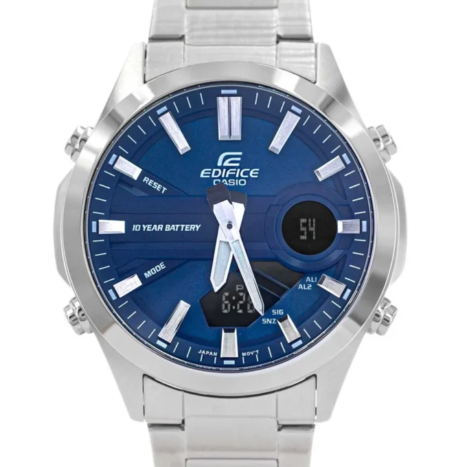 Montre Classique Homme - Casio Edifice - EFV-C120D-2ADF - Acier Inoxydable, Chronographe, Étanche 100m, Bracelet Métal - Bleu Argenté - Référence EFV-C120D-2ADF