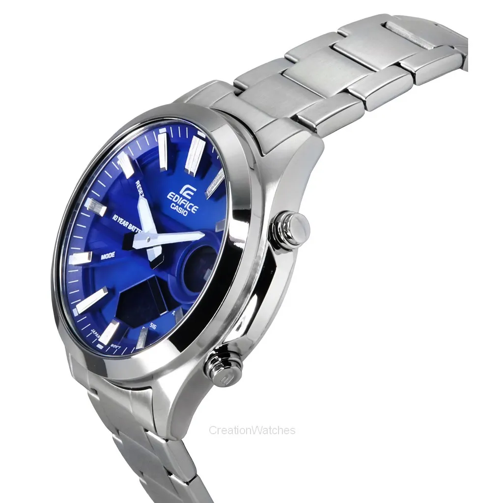 montre classique homme casio edifice efv c120d 2adf acier inoxydable, chronographe, Étanche 100m, bracelet métal bleu argenté référence efv c120d 2adf