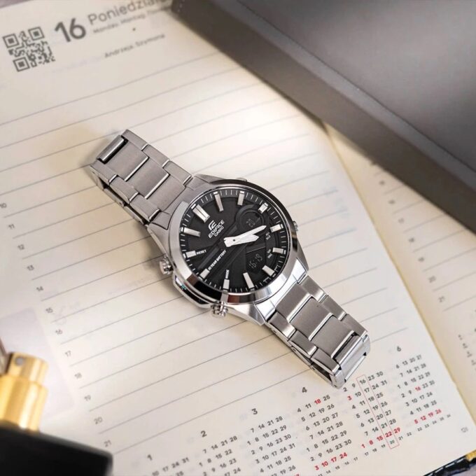 Montre Classique Homme - Casio Edifice - EFV-C120D-1ADF - Acier Inoxydable, Multifonction, Étanche, Bracelet Métal, Noir