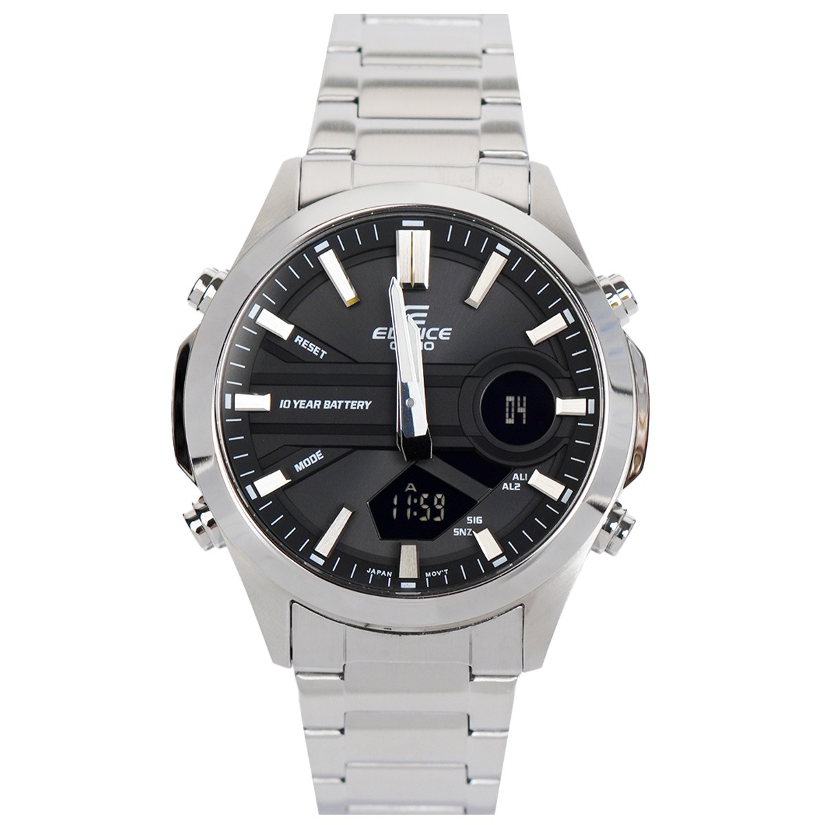 montre classique homme casio edifice efv c120d 1adf acier inoxydable, multifonction, Étanche, bracelet métal, noir