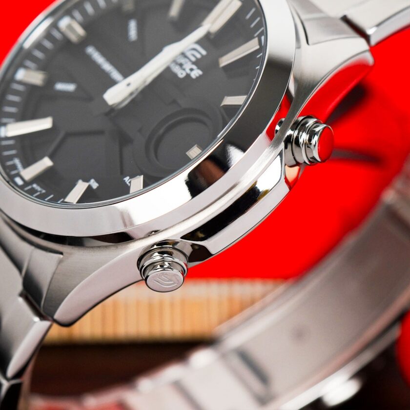 montre classique homme casio edifice efv c120d 1adf acier inoxydable, multifonction, Étanche, bracelet métal, noir