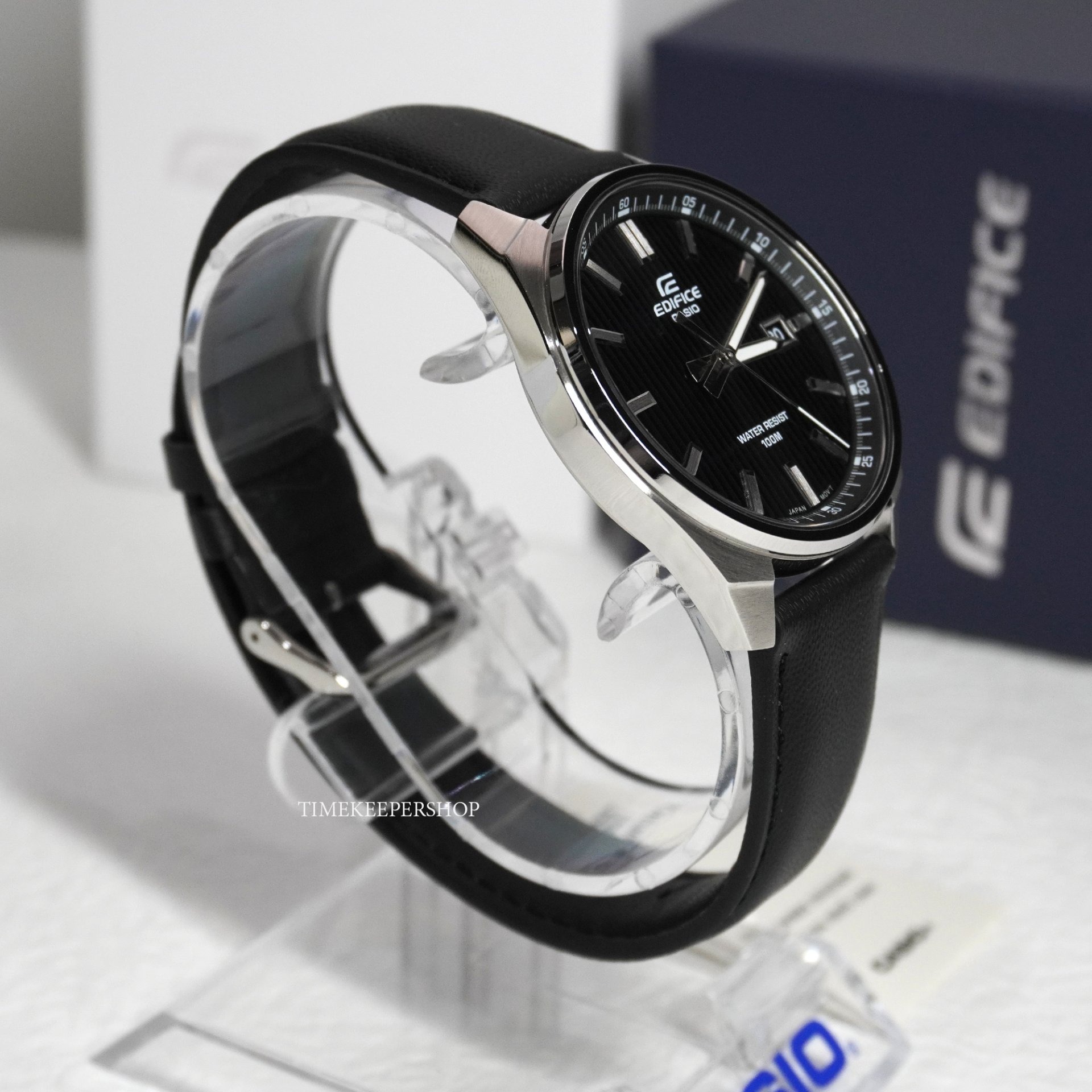 montre classique homme casio edifice efv 150l 1avudf bracelet cuir noir, quartz, Étanche, chronographe boutique aïwatch