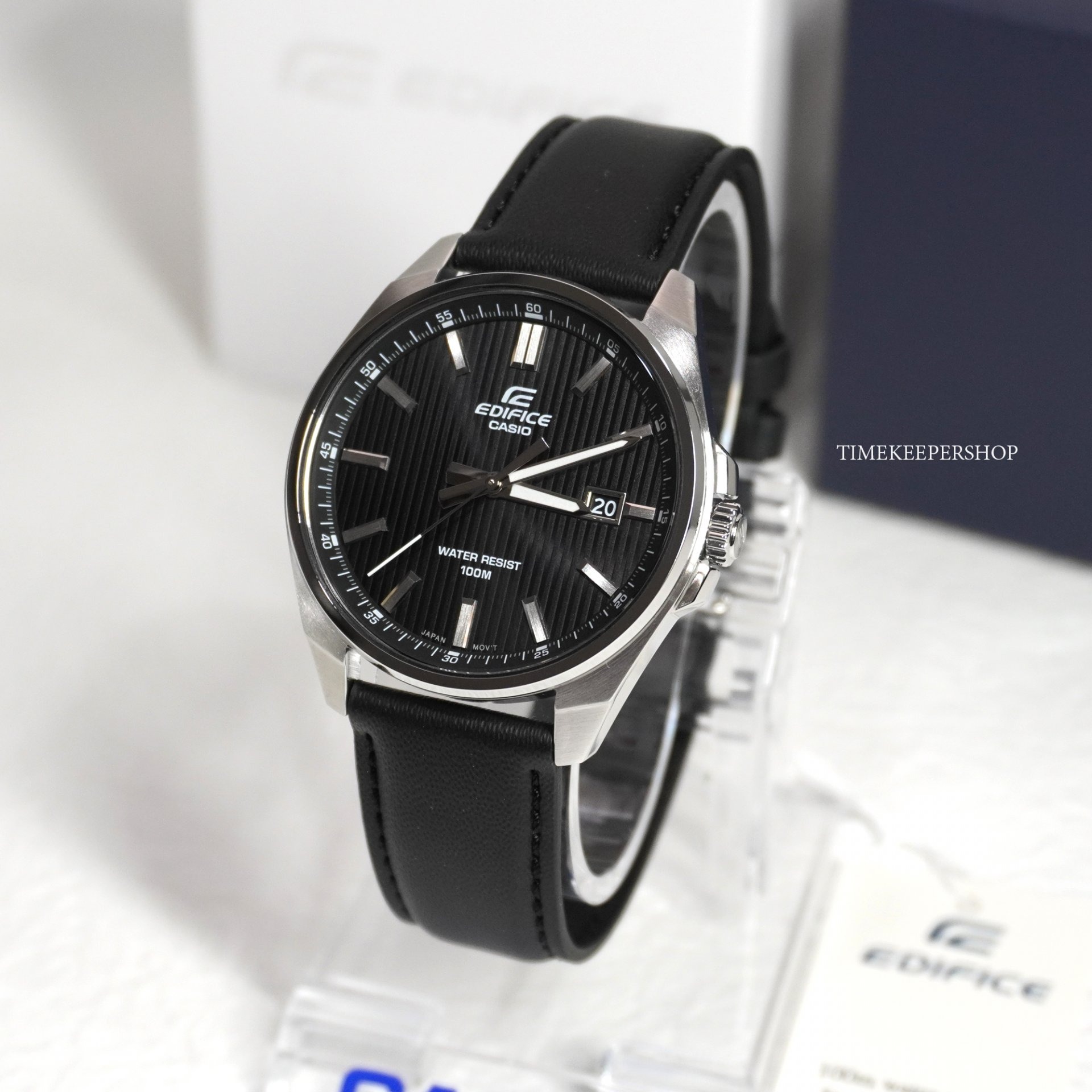 montre classique homme casio edifice efv 150l 1avudf bracelet cuir noir, quartz, Étanche, chronographe boutique aïwatch