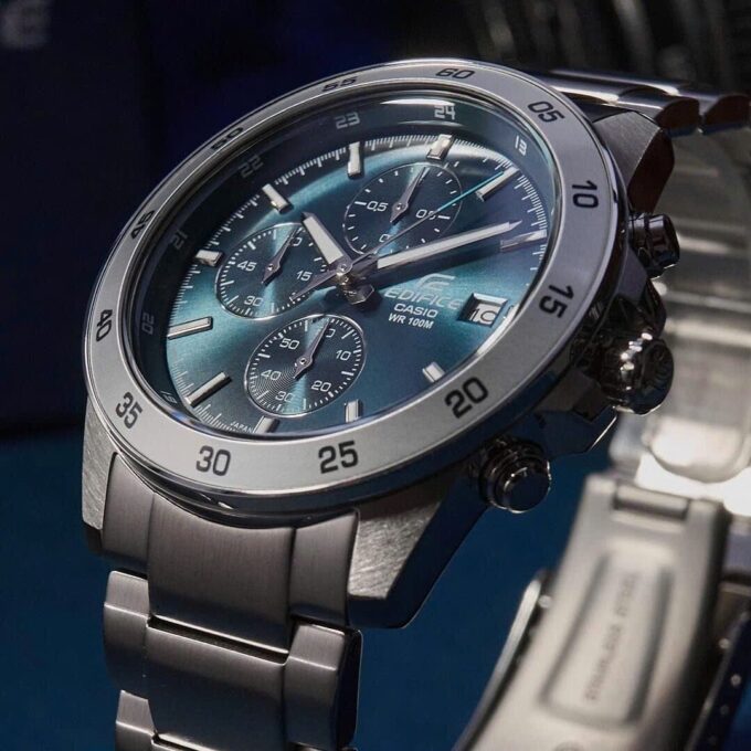 montre sport homme casio edifice analogique chronographe cadran bleu grisâtre efr 526d 2avudf