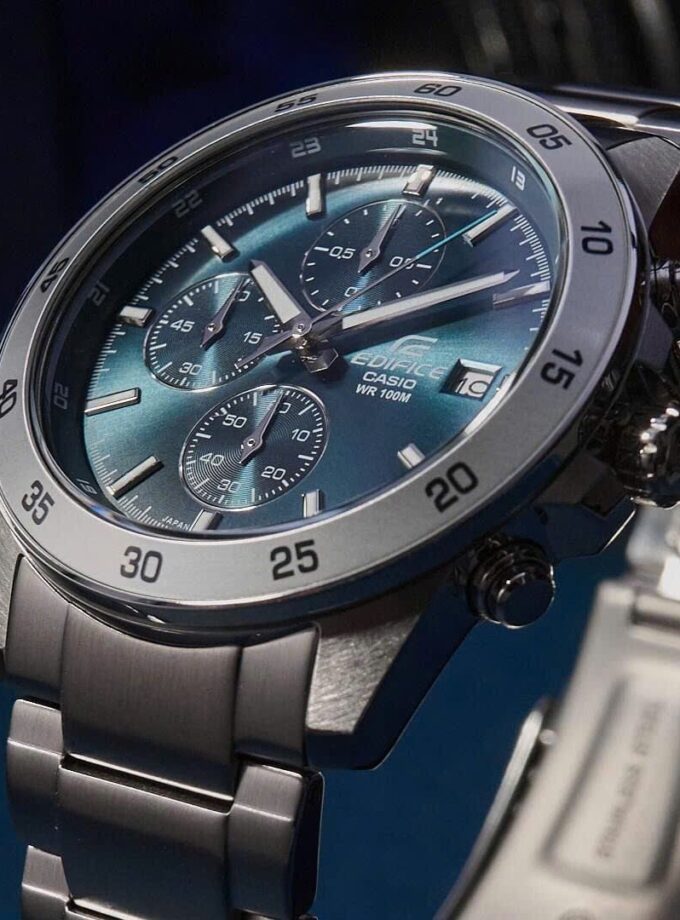 montre sport homme casio edifice analogique chronographe cadran bleu grisâtre efr 526d 2avudf