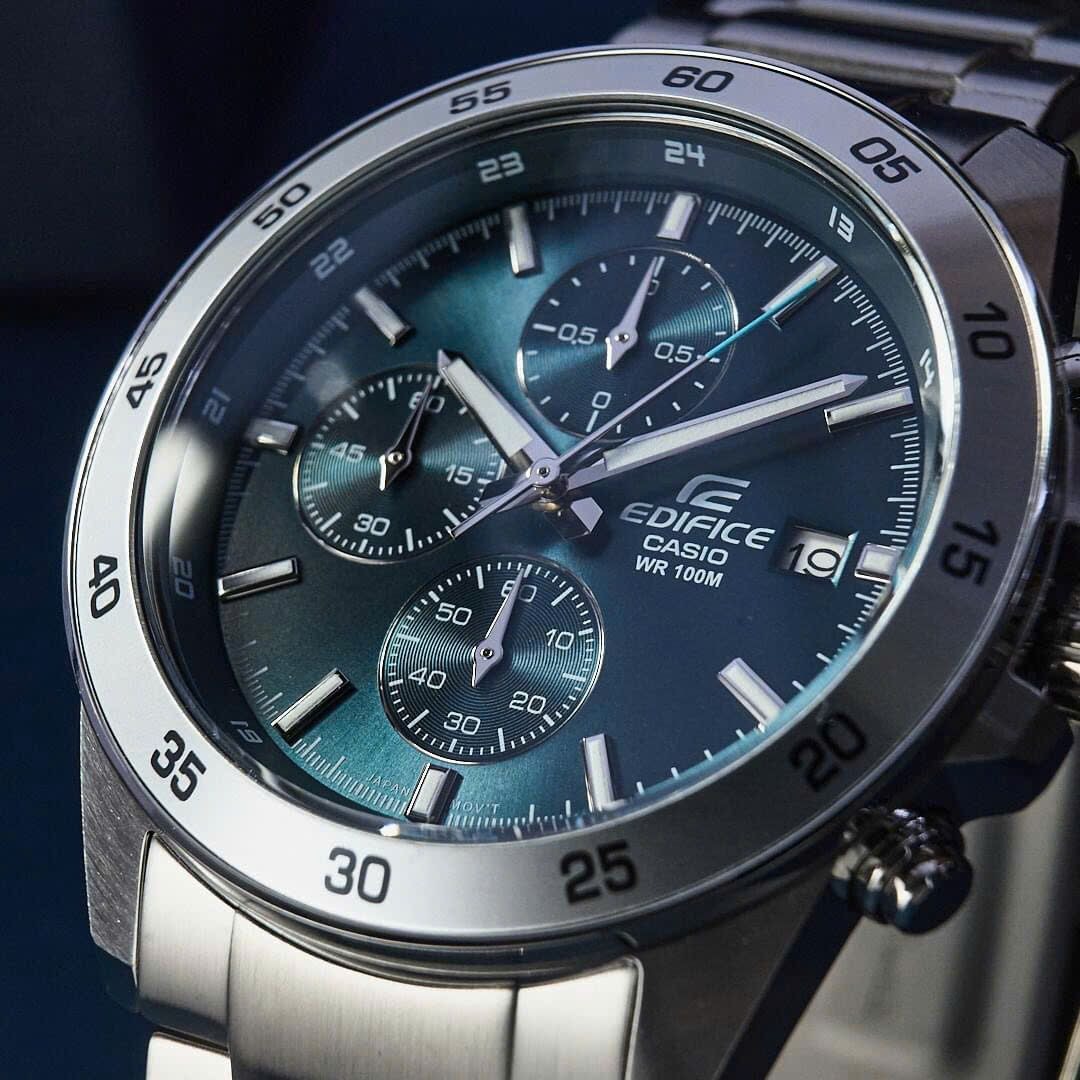 montre sport homme casio edifice analogique chronographe cadran bleu grisâtre efr 526d 2avudf