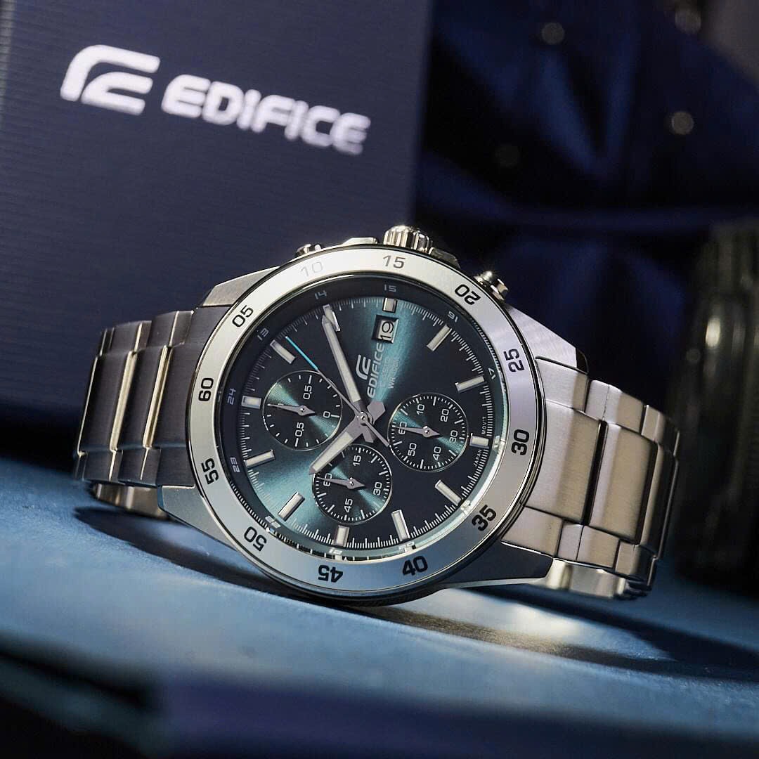 montre sport homme casio edifice analogique chronographe cadran bleu grisâtre efr 526d 2avudf