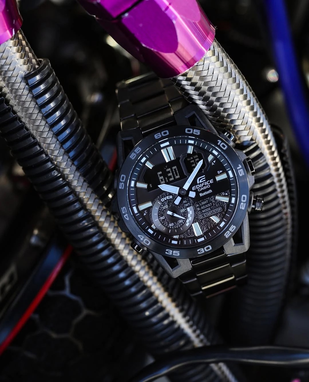 montre classique homme casio edifice ecb 40bk 1adf – bluetooth, chronographe, Étanche, bracelet résine noire – référence ecb 40bk 1adf