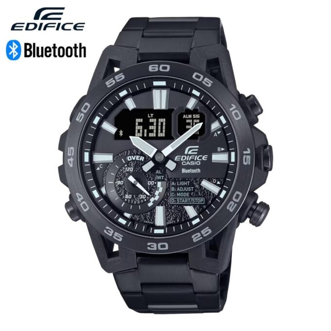Montre Classique Homme - Casio Edifice - ECB-40BK-1ADF – Bluetooth, Chronographe, Étanche, Bracelet Résine Noire – Référence ECB-40BK-1ADF