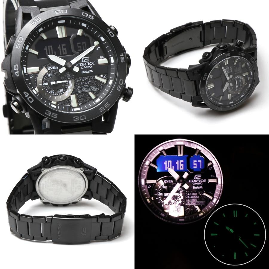 montre classique homme casio edifice ecb 40bk 1adf – bluetooth, chronographe, Étanche, bracelet résine noire – référence ecb 40bk 1adf