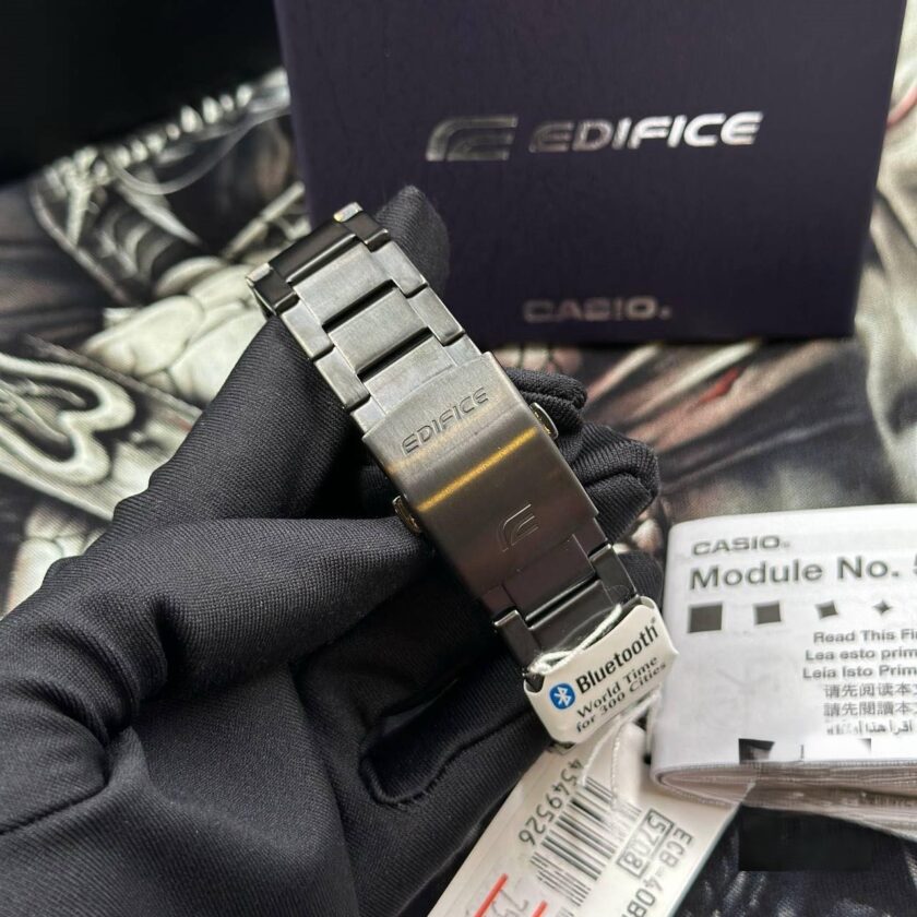 montre classique homme casio edifice ecb 40bk 1adf – bluetooth, chronographe, Étanche, bracelet résine noire – référence ecb 40bk 1adf