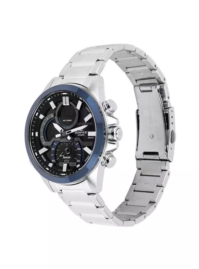 montre classique homme casio edifice ecb 30db 1adf – acier inoxydable, bracelet métal, chronographe, Étanche, design Élégant – argenté – référence ecb 30db 1adf