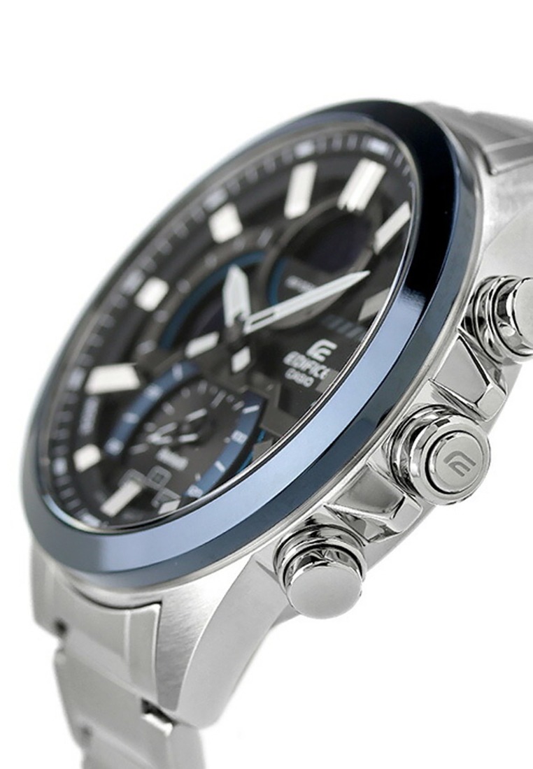 montre classique homme casio edifice ecb 30db 1adf – acier inoxydable, bracelet métal, chronographe, Étanche, design Élégant – argenté – référence ecb 30db 1adf