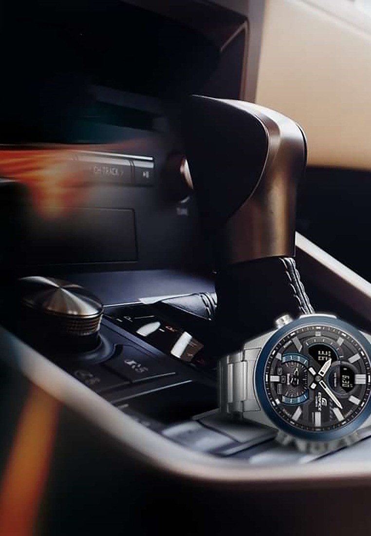 montre classique homme casio edifice ecb 30db 1adf – acier inoxydable, bracelet métal, chronographe, Étanche, design Élégant – argenté – référence ecb 30db 1adf