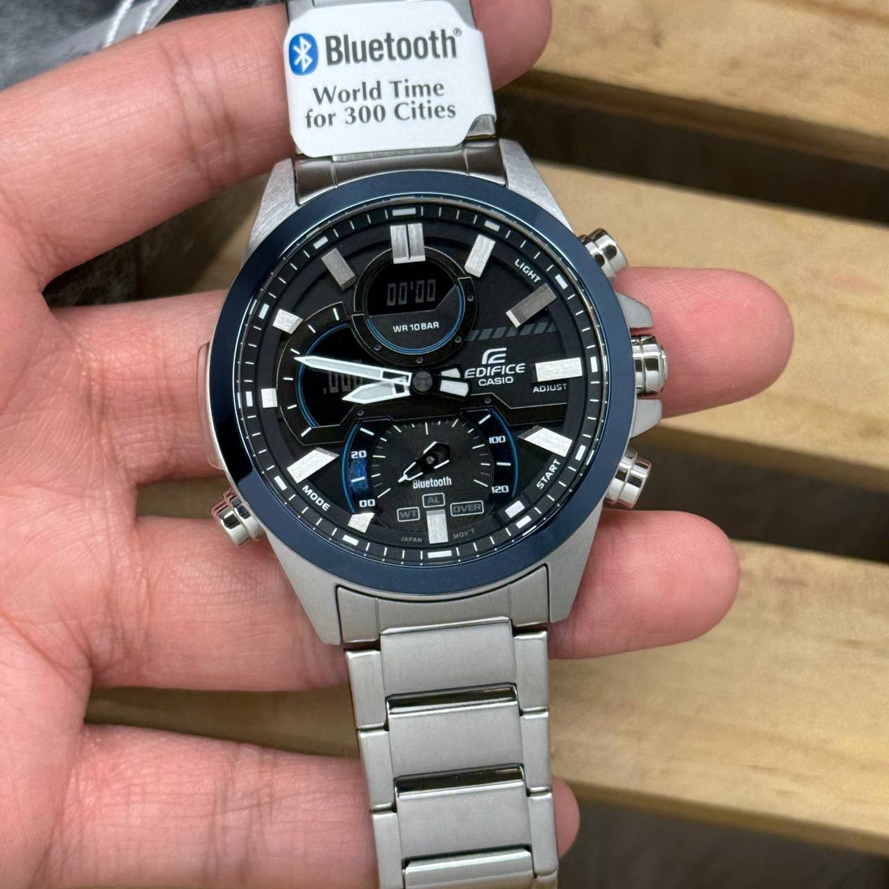 montre classique homme casio edifice ecb 30db 1adf – acier inoxydable, bracelet métal, chronographe, Étanche, design Élégant – argenté – référence ecb 30db 1adf